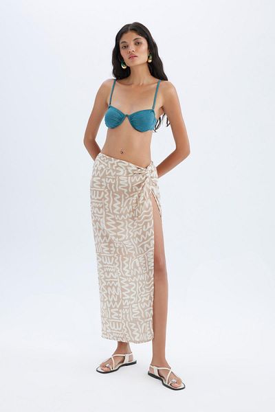 DeFacto Be in Love Gemusterter Strandrock mit Schlitz - C6104AXNS