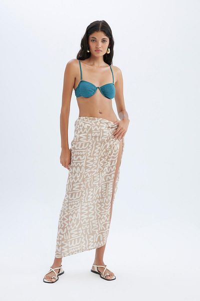 DeFacto Be in Love Gemusterter Strandrock mit Schlitz - C6104AXNS