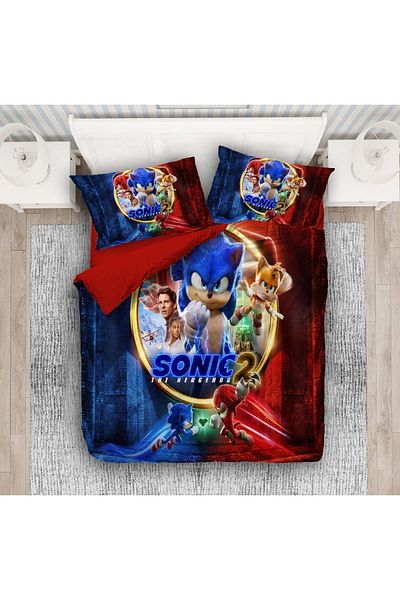 hediyechy Vita Design Sonic Themed 3D Printed Double Duvet Cover Set