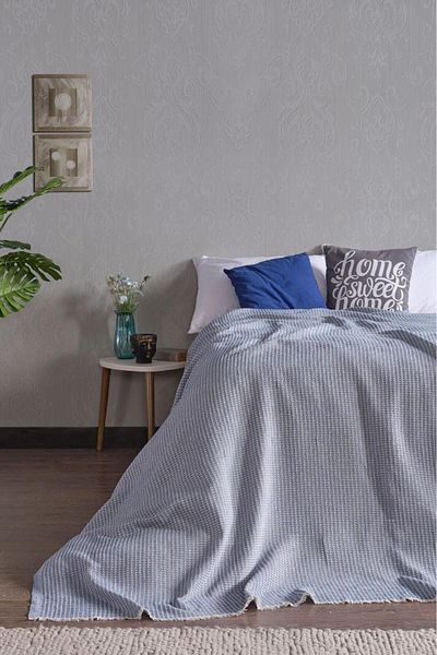 Miabella Home Pike Double, Summer Pike 100% bumbac, cuvertură de pat dublă, cu ciucuri pe margine, moale