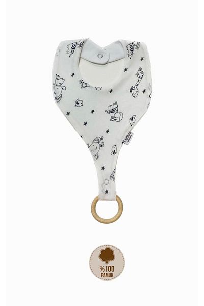 Lumos Trade Pacifier Holder Bib - Cute Animals with Stars 100% Cotton Fabric Pacifier Strap