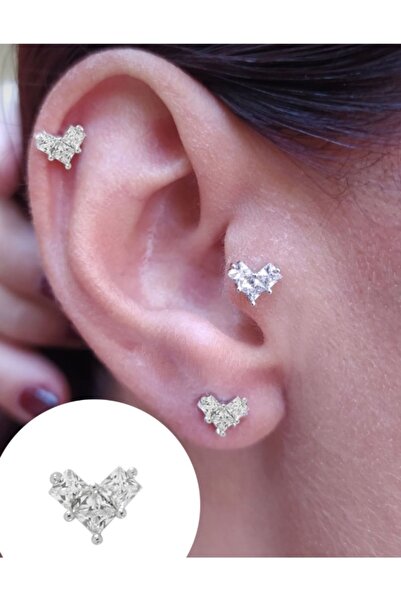 BY DİLEK ÇETİN ACCESSORY Çelik Kalp Figürlü Kıkırdak Helix Tragus Piercing (1ad)
