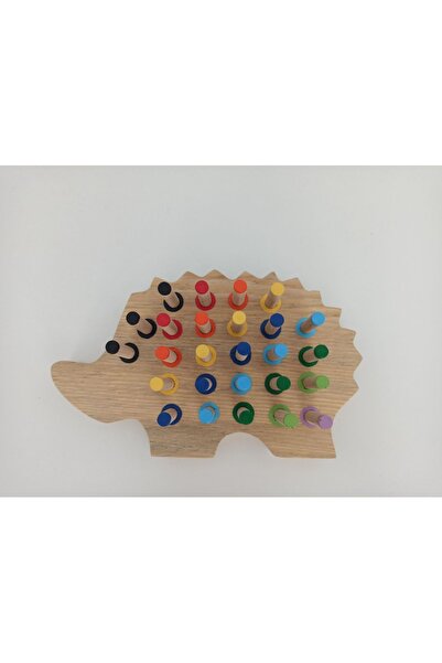 Gepetto Nine Wooden Color Matching Hedgehog Plug-Out Toy - Educational and Ha...