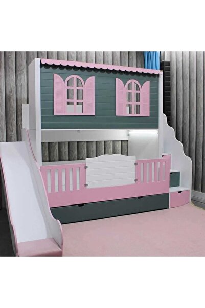 bebetu mobilya Alaçatı Kaydıraklı Yavru Yataklı Ranza