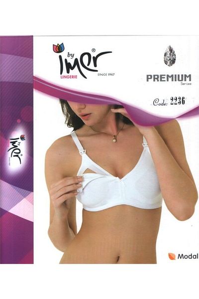 Hippo 2236 Sutien de alăptare din bumbac pieptănat alb modal Imer