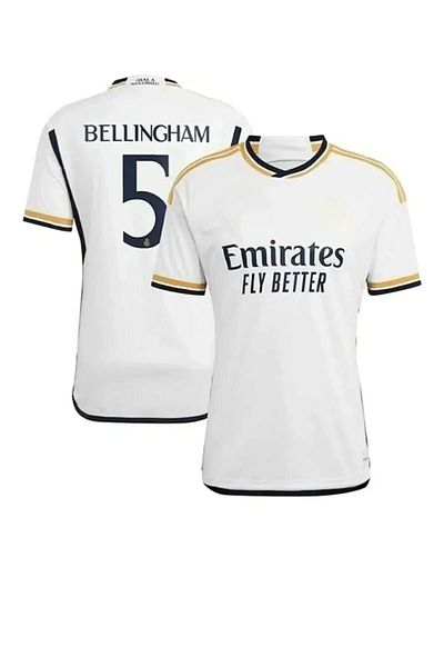 yenteks Bellingham Size 5 - 23/24 Season White Adult Jersey R.madriddd
