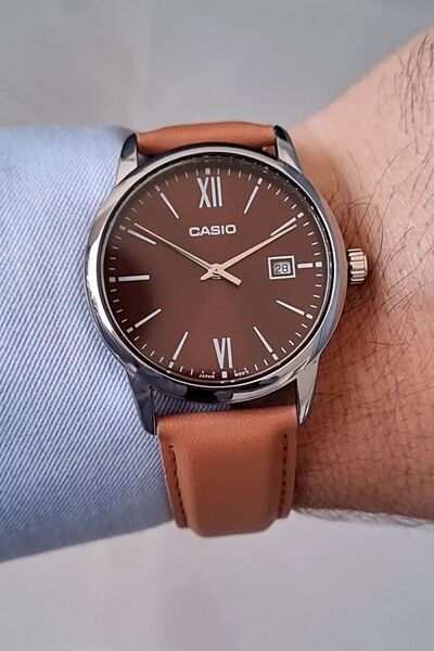 Casio Taba Deri Kayışlı Takvimli Erkek Kol Saati