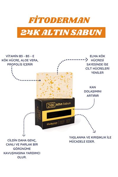 Fitoderman Natural Vitamin E and 24k Gold Face Soap - 150 gr