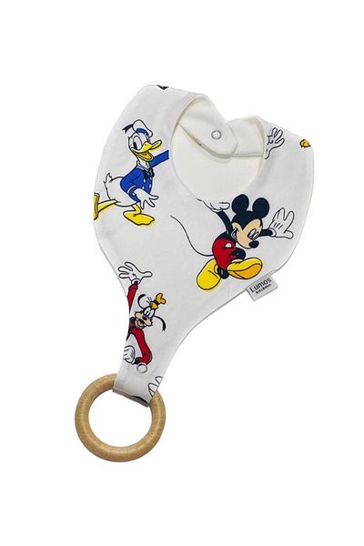 Lumos Trade Mickey and Friends Pacifier Holder - 100% Cotton Fabric Baby Bib
