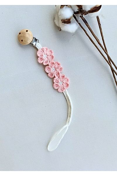 Masal Örgü Dünyası Pink New Series Daisy Pacifier Chain / Strap