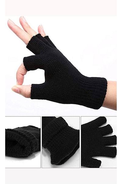 Lumos Trade Unisex Fingerless Cutaway Half Finger Winter Knitted Knitwear Gloves
