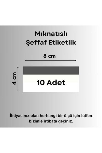 Şeffaf Etiket 10 Ad Pvc Magnet Etiketlik Mıknatıslı 8x4 Cm Raf Etiket Cebi Şe...