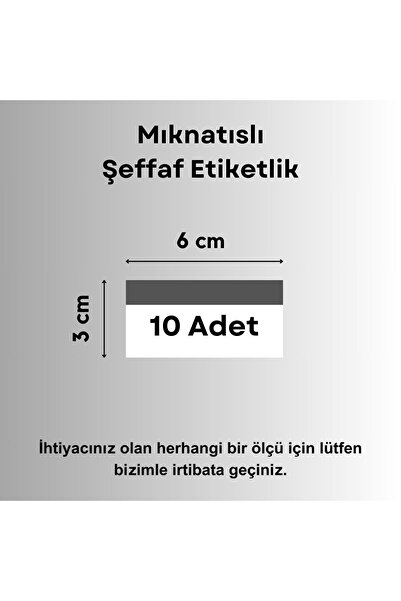 Şeffaf Etiket 10 Ad Pvc Magnet Etiketlik Mıknatıslı 6x3 Cm Raf Etiket Cebi Şe...
