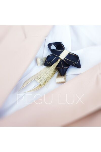 LUX BLACK RIBBON BROOCH PIN SPECIAL DESIGN GIFT