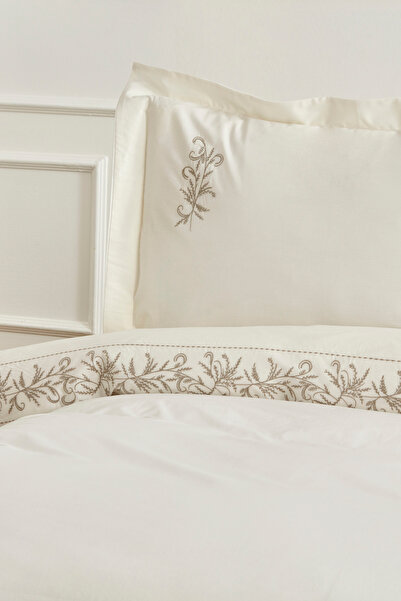 Karaca Home Sada dvou vyšívaných povlaků na přikrývku Maisa v béžové barvě