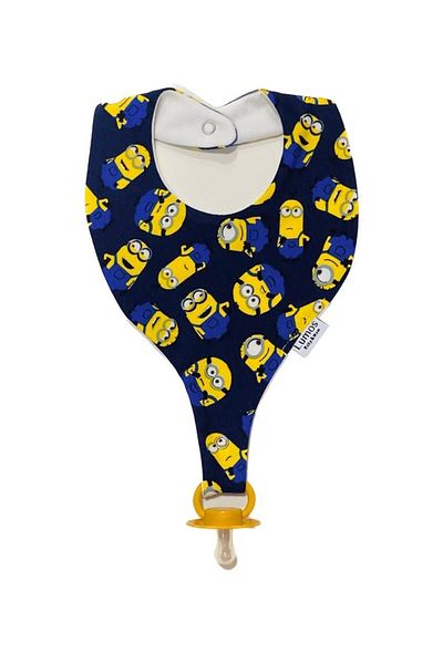 Lumos Trade Cute Minions Patterned Pacifier Holder - 100% Cotton Baby Bib