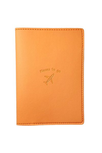 Smyrna Acar Mira Thermo Leather Passport Case Passport Holder Travel Wallet Light Orange