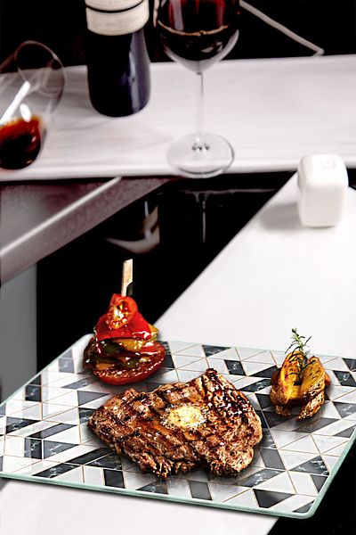 Decorita Glass Presentation Stand| Black Gold| 29cm X 34cm