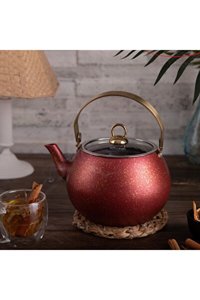 Evren Red Küre Bitki Çayı Demliği 3 lt, Çay Bitki Çaydanlığı Büyük Boy 3 lt