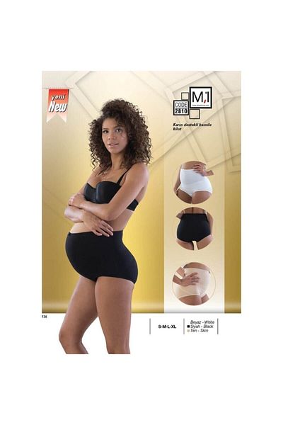 Emay 2810 Chiloți de maternitate cu suport abdominal pentru talie S-negru