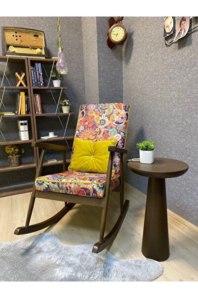 Asedia Trend Ceviz Retro Sallanan Sandalye Dinlenme Emzirme Baba Tv Okuma Koltuğu Babalar Günü Hediyesi