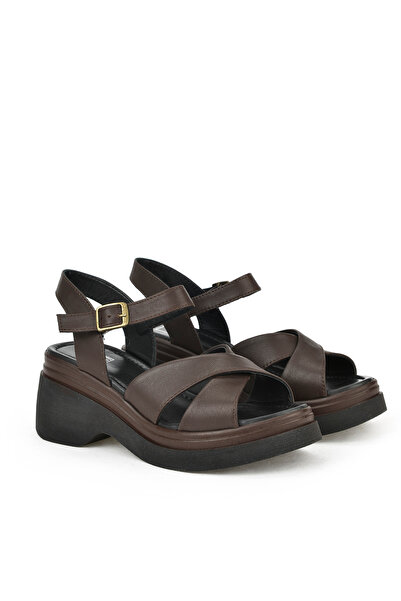 Ziya Sandale cu toc maro din piele naturală pentru femei - 141992 z61001