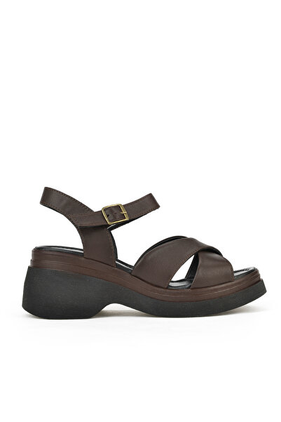 Ziya Sandale cu toc maro din piele naturală pentru femei - 141992 z61001