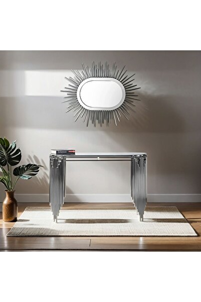 ZELENSA Gümüş Dresuar Aynalı Set Ultra Lak Kaplama 120 Cm
