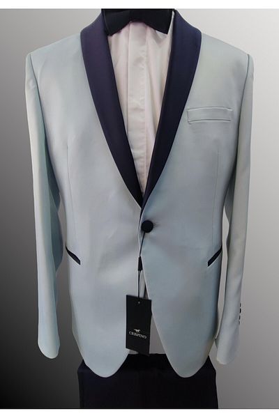 crispino Men's Blue Tuxedo Suit - Groom Suit Jacket and Pants