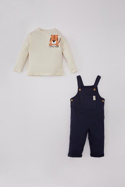 DeFacto Baby Boy Combed Cotton Long Sleeve T-Shirt Salopet Set of 2