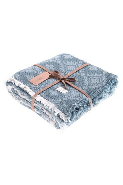 MYLASA HOME Müslin 4 Katlı Aztec Desenli (Jakarlı) Çift Kişilik Yatak Örtüsü-Yazlık Pike 220x240cm