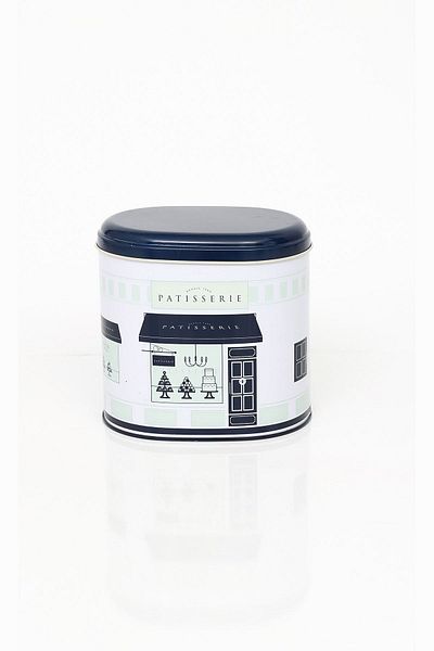 EVLE Ef004-f8 Patisserie Blue Home Patterned Oval Metal Storage Container 11x15 Cm