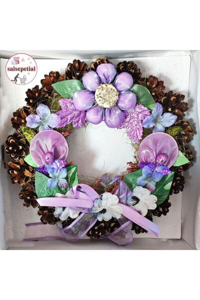 Salsepetial Διακοσμητικό Πρωτοχρονιάτικο Στολίδι Πόρτας Διακοσμητικό Στολίδι Πόρτας Στεφάνι Κώνος Στεφάνι σε Μικτά Χρώματα