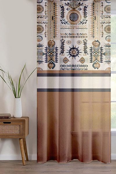Else Dekor Κουρτίνα από τούλι 140x260cm για σαλόνι και κουζίνα - Μίνιμαλ μοτίβο και εμπριμέ διακοσμητικό