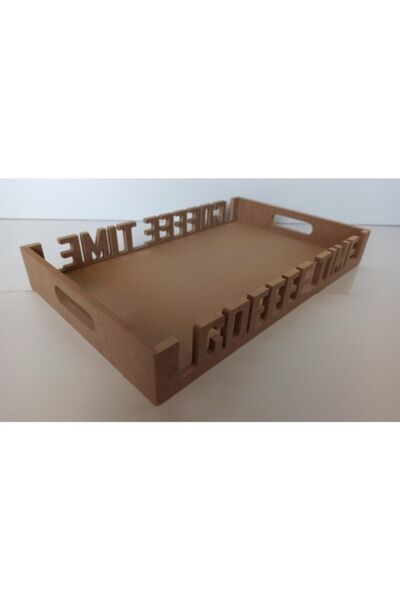 Hobi Dünya Ahşap Mdf Coffee Time Kahve-çay Servis Tepsi 40×26cm