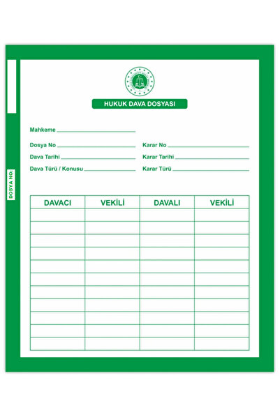 sert kırtasiye büro malzemeleri Sert Kırtasiye 300GR Bristol Dava ve Mahkeme Dosyası Yeşil / Beyaz 50'li Paket Sert Kırtasiye