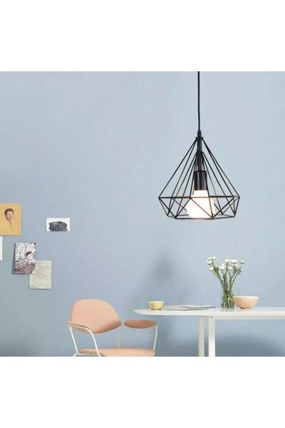 LİVORA LIGHTING Prizma Siyah Rustik Tekli Sarkıt Avize