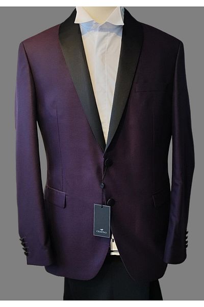 crispino Men's Wedding Suit - Purple Black Transitional Tuxedo Jacket and Pants
