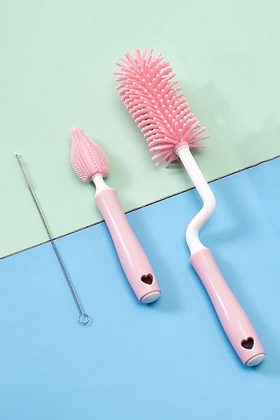 Soillium Set of 3 Extra Soft Brush with Silicone Tip - Jar, Baby Bottle and Cup Cleaning