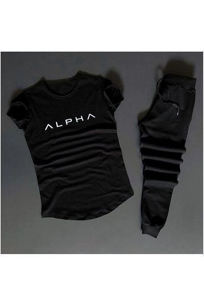 DAXİS Sportwear Company Unisex Printed Tracksuit Set - T-shirt and Jogger Sweatpants Set