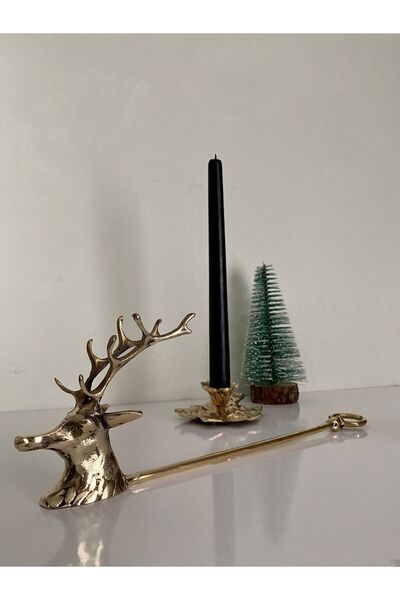 hediye Pirinç Döküm Geyikli Mum Söndürücü Dekor Dekoratif Obje