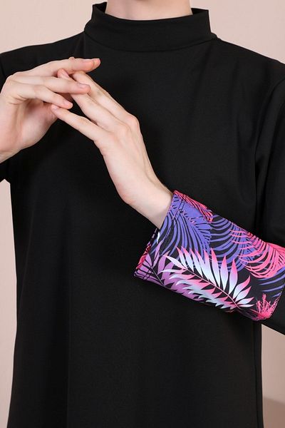 Fitsauna Fit Sauna Fan Hawaiian Pattern Long Sleeve Hijab Swimsuit