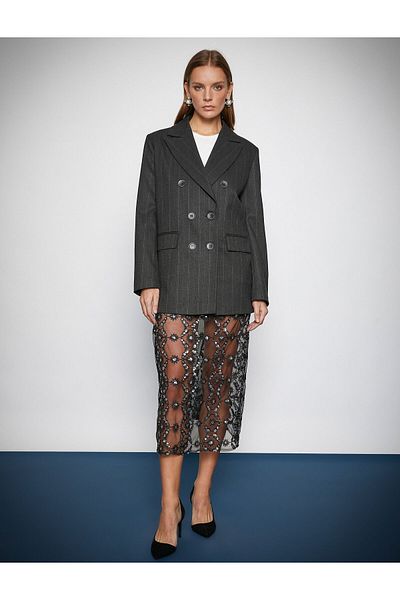 Koton Melis Ağazat X Oversize Double Breasted Blazer Jacket