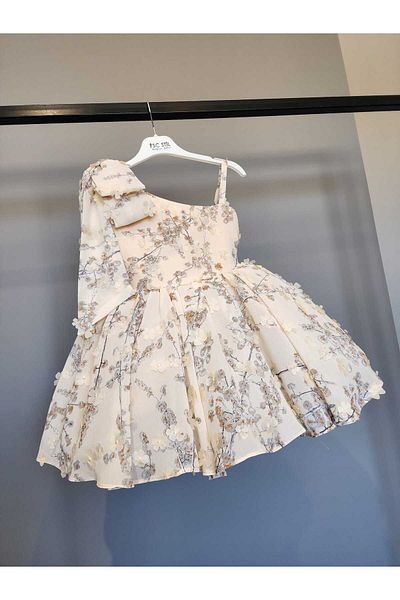 SCSTİL One-Shoulder Nude Floral Print End-Dimensional Dress