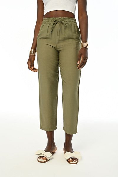 Orfeo Negro Women's - Solid Color Elastic Waist Trousers