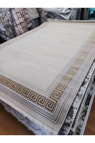 Halı 6m2 bambu tarz salon oturma odası halısı Gri gold kahve krem desenlerde