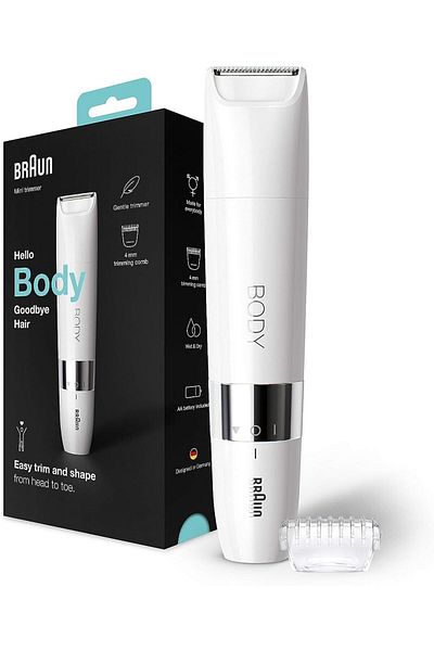 Braun ماكينة تشذيب الجسم الصغيرة، تشذيب دقيق، تستخدم في أي مكان على الجسم، لطيفة على البشرة، مشط التشذيب - BS1000