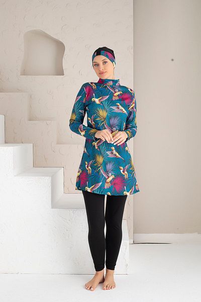 DONEX Καλσόν με σχέδιο Lycra Πλήρως καλυμμένο Hijab Μαγιό 1223