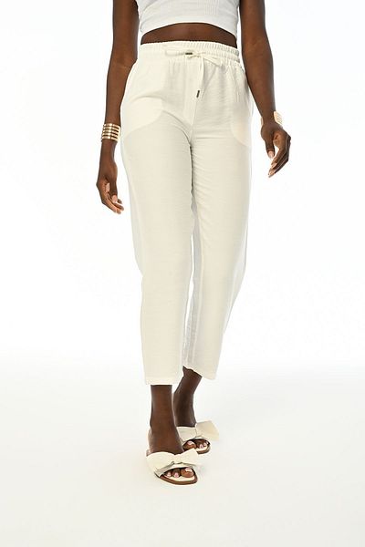 Orfeo Negro Women's - Solid Color Elastic Waist Trousers