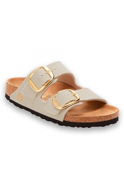 Birkenstock Arizona Big Buckle Tex Rough Vegan Krem Kadın Terlik